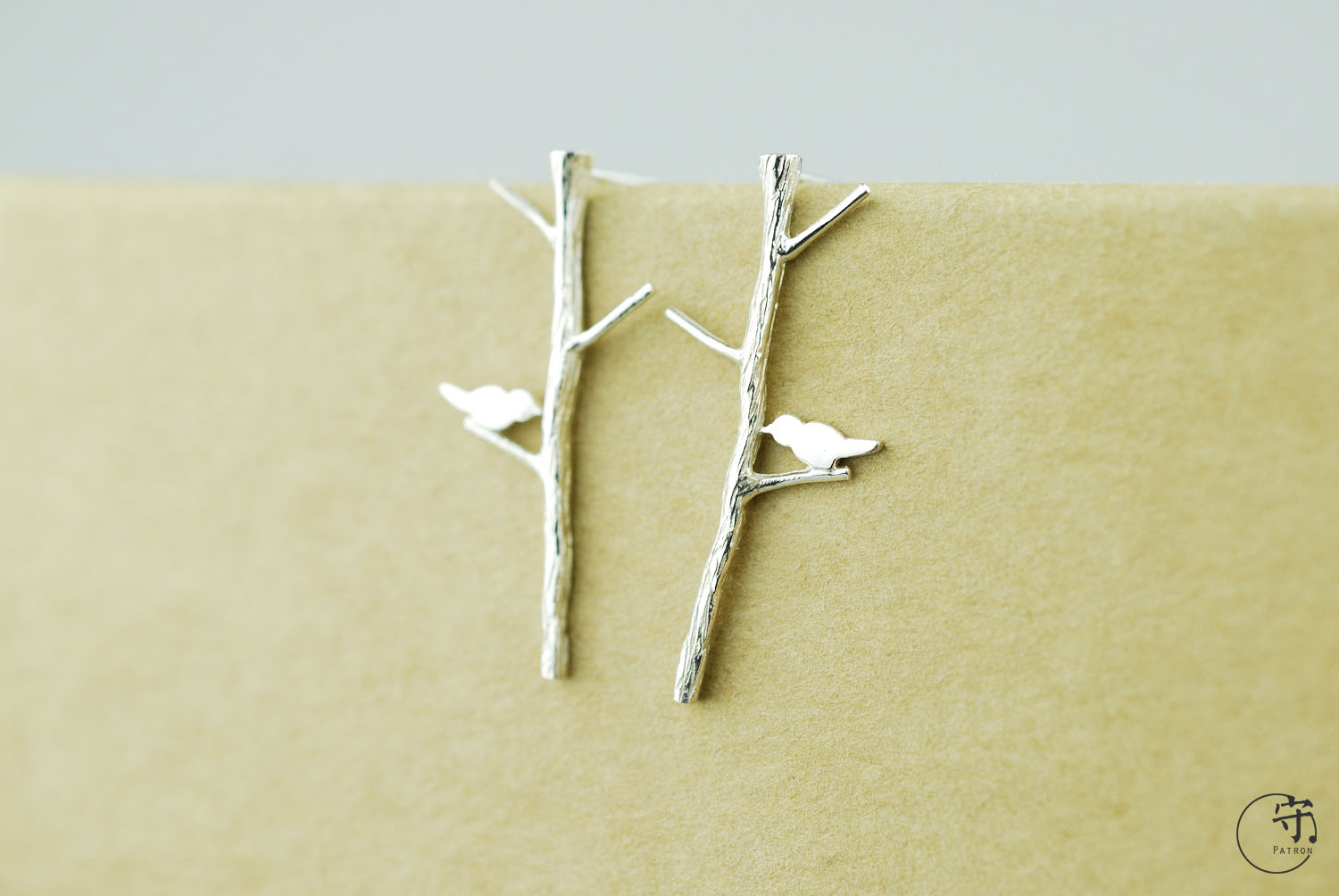 Birds On The Tree Branches 925 Sterling Silver Novelty Handmade Earrings